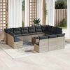 vidaXL Patio Sofa Set Light Gray PE wicker Large Adjustable Feet