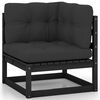 vidaXL Garden Lounge Set Black Solid pine wood, 100% polyester fabric