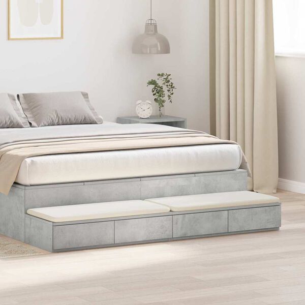 vidaXL Bed Drawers with Drawer Concrete Grey 59.06 x 14.37 x 6.50 in
