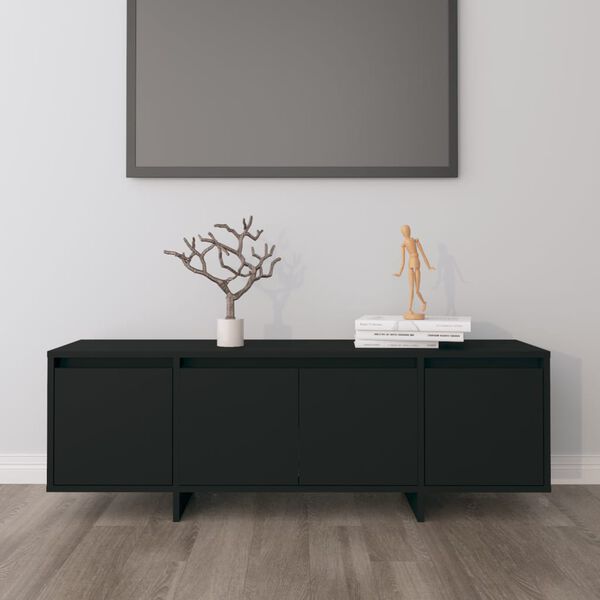 vidaXL TV Cabinet Black Engineered wood Medium Doors TV Cabinet