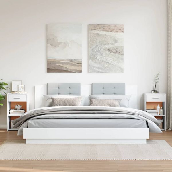 vidaXL Bedside Cabinet Set of 2 White Engineered Wood Compact