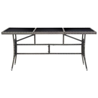 vidaXL Patio Table Gray 66.9"x31.5"x29.1" Poly Rattan