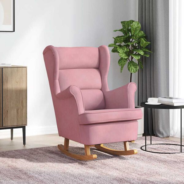 vidaXL Rocking Chair Pink Velvet (100% polyester) Standard Rocking Chair
