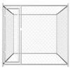 vidaXL Dog Kennel Silver Galvanized Steel Large Dog Kennel Square