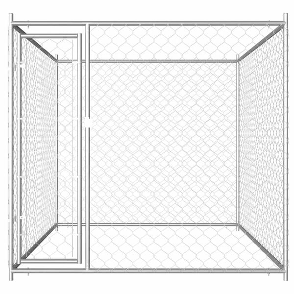 vidaXL Dog Kennel Silver Galvanized Steel Large Dog Kennel Square