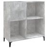 vidaXL Record Cabinet Concrete Grey Engineered Wood, Metal Medium