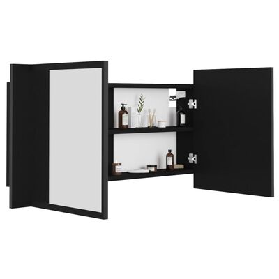 vidaXL LED Bathroom Mirror Cabinet Black 35.4"x4.7"x17.7" Acrylic