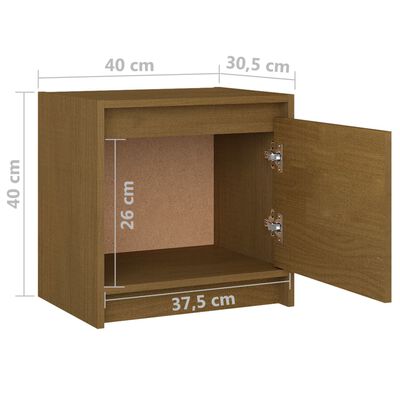 vidaXL Bedside Cabinet Honey Brown 15.7"x12"x15.7" Solid Pinewood