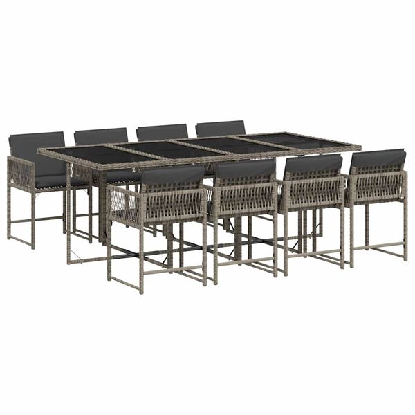 vidaXL Garden Dining Set Grey, Dark Grey, Black PE rattan 8-seater