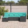 vidaXL Garden Sofa Set Manual 6 pcs Black and Turquoise Poly Rattan