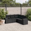 vidaXL Garden Sofa Set Black PE rattan Medium Adjustable Feet