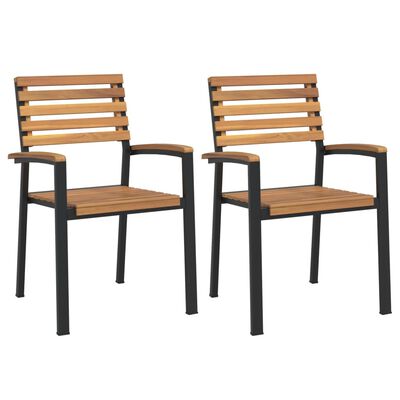vidaXL Stackable Patio Chairs 2 pcs Solid Wood Acacia and Metal