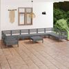 vidaXL 11 Piece Patio Lounge Set Gray Solid Pinewood