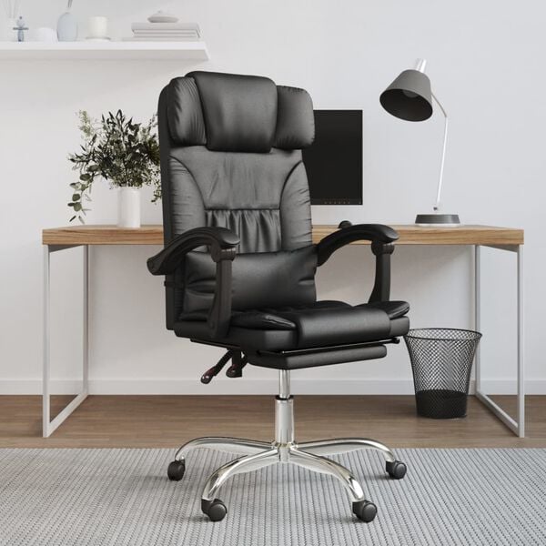 vidaXL Massage Office Chair Black Faux leather, metal, plywood Standard