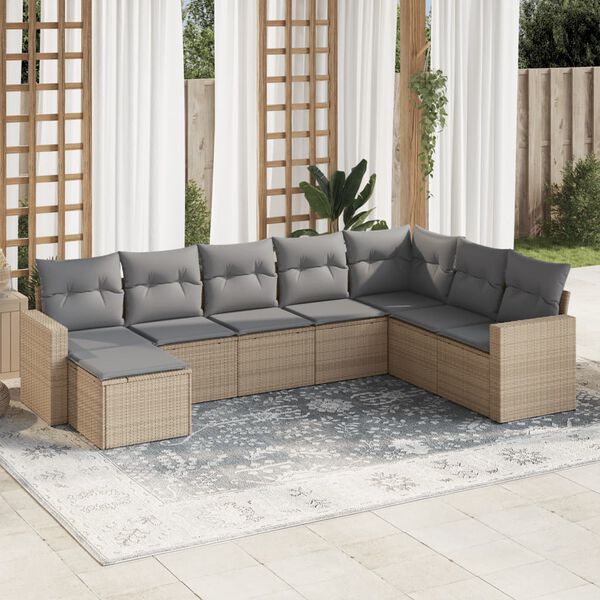 vidaXL Garden Sofa Set Beige, Light Grey