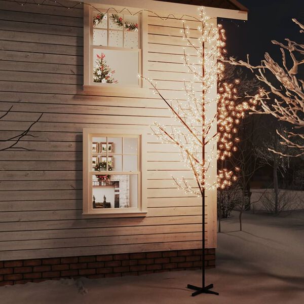 vidaXL LED Tree Warm White Steel, Plastic Large Height-Adjustable