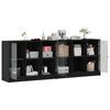 vidaXL Bookcase Black Engineered wood, glass Large Bookcase