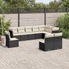 vidaXL Garden Sofa Set Black Poly Rattan Large Adjustable Feet