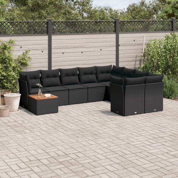 vidaXL Garden Sofa Set Black, Brown