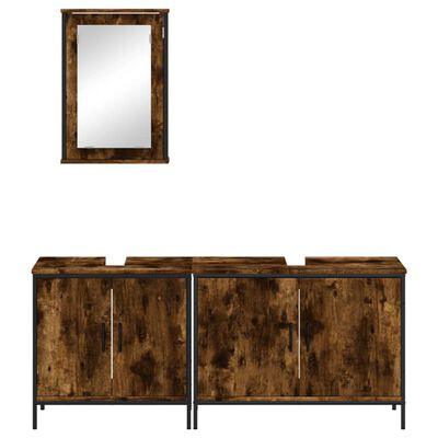Wall mirror with rustic frame and a long rustic cabinet with two doors