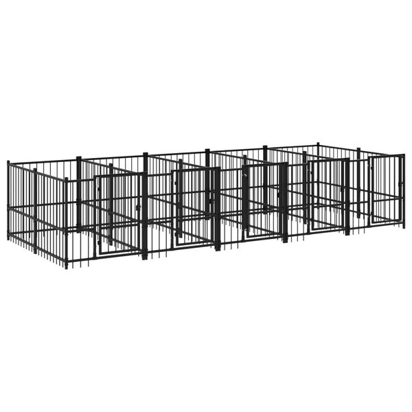 vidaXL Dog Kennel Black Powder-coated steel 100.5 sq ft Durable
