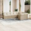 vidaXL Garden Sofa Set Beige PE rattan Large Adjustable Feet