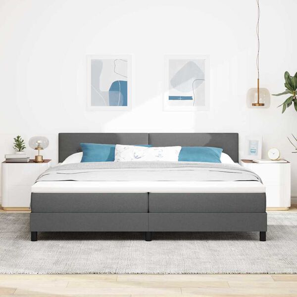 vidaXL Box Spring Bed with Mattress Dark gray 78.7&ldquo; x 78.7&rdquo; fabric