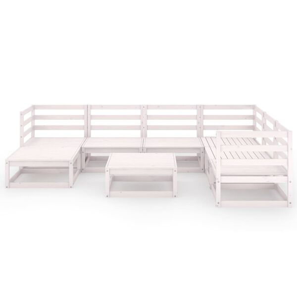 vidaXL Garden Lounge Set White Solid Pine Wood Medium Modular