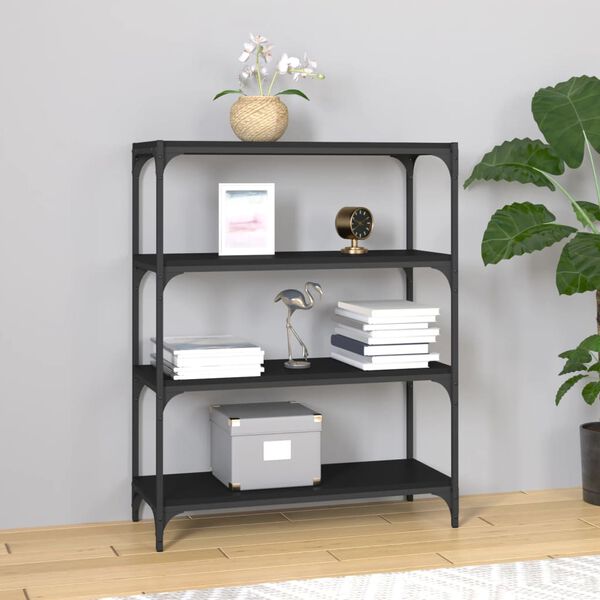vidaXL Book Cabinet Black Engineered wood, Steel Large Industrial