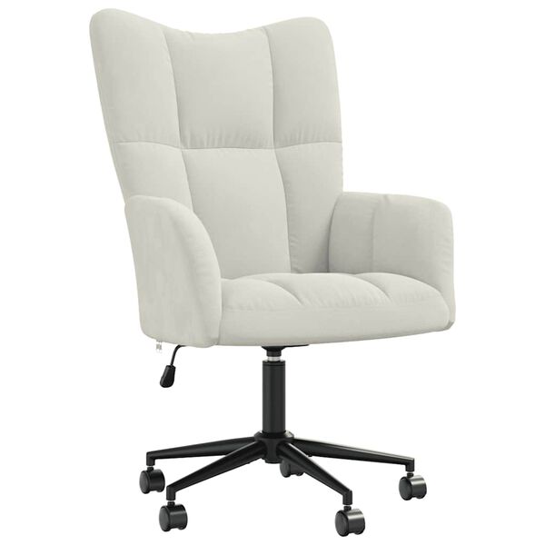 vidaXL Relaxing Chair Cream White Velvet, Steel Medium Swivel