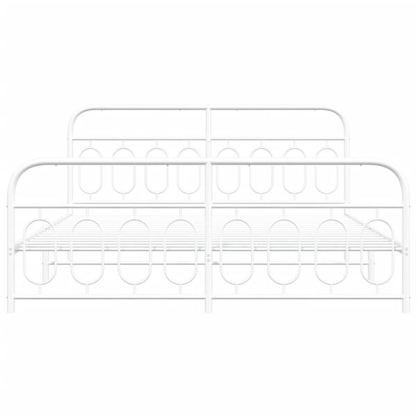 vidaXL Bed Frame White Steel Queen Bed Frame Rectangular Modern