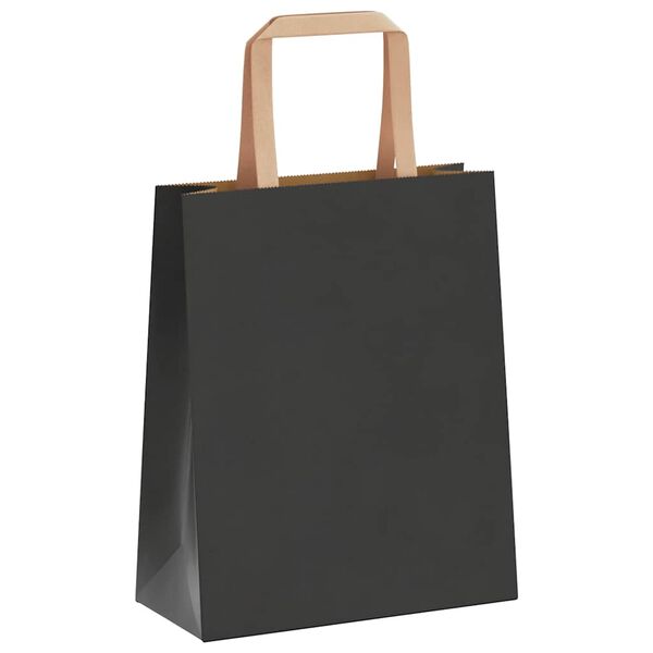vidaXL Paper Bags 250 pcs with Handles Black 18x8x22 cm