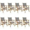 vidaXL Garden Chair Set of 8 Natural Acacia with Black and White Pattern