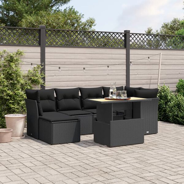 vidaXL Garden Sofa Set Black PE rattan Large Modular Garden Sofa Set