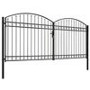 vidaXL Fence Gate Double Door with Arched Top Steel 157.5x78.7" Black
