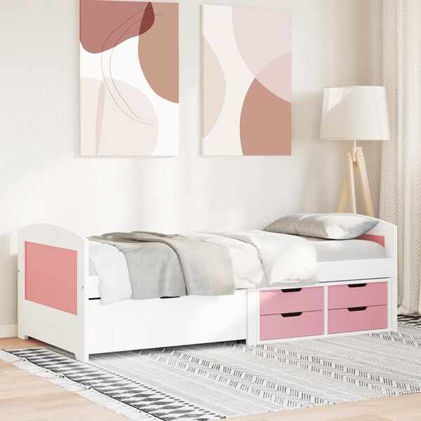 vidaXL Day Bed White and pink Solid pinewood, engineered wood