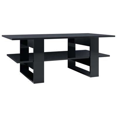 vidaXL Coffee Table High Gloss Black 43.3"x21.7"x16.5" Engineered Wood