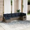 vidaXL 7 Piece Garden Sofa Set with Cushions Grey Poly Rattan