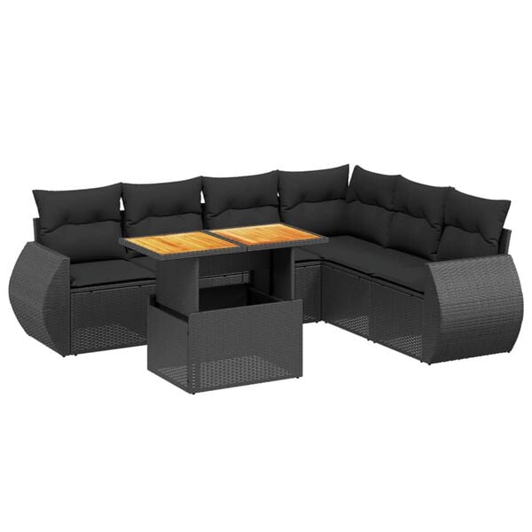 vidaXL Garden Sofa Set Black