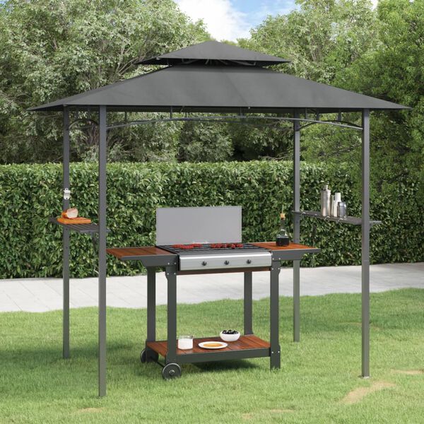 vidaXL BBQ Gazebo Anthracite Steel Medium Hooks BBQ Gazebo