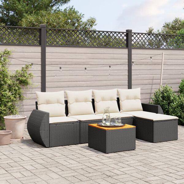 vidaXL Garden Sofa Set Black and Cream White