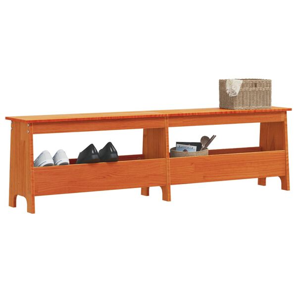 vidaXL Hall Bench Wax Brown Solid Pine Wood 63 in x 11 in x 17.7 in