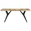 vidaXL Dining Table Natural, Black Rough Mango Wood, Powder-Coated Steel