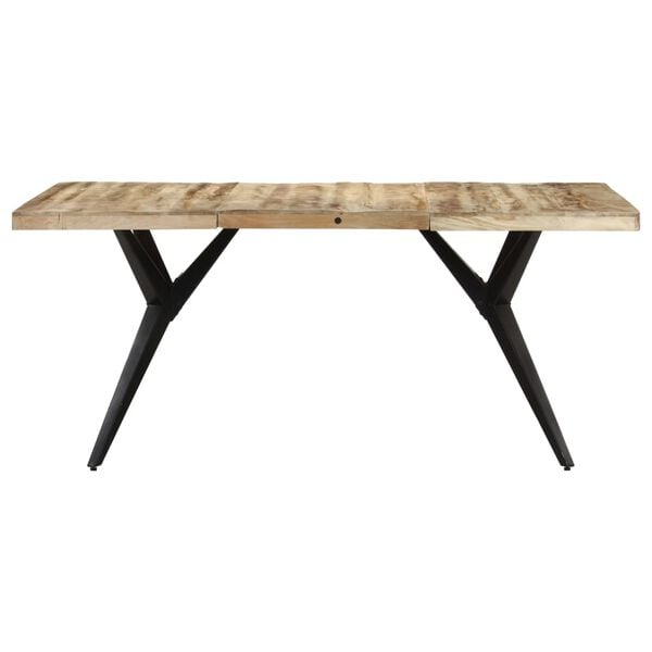 vidaXL Dining Table Natural, Black Rough Mango Wood, Powder-Coated Steel