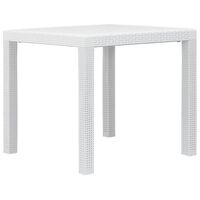 vidaXL Patio Table White 31.1"x31.1"x28.3" Plastic Rattan Look
