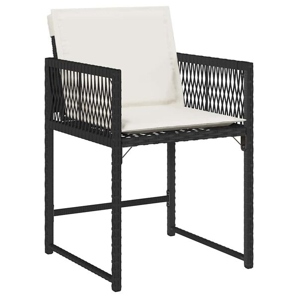 vidaXL Garden Chair Set of 4 Black, Cream PE rattan