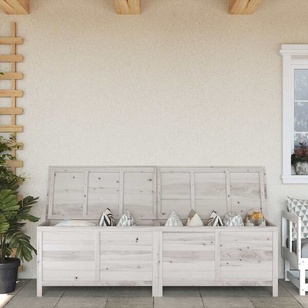 vidaXL Garden Storage Box White Solid fir wood 78.1 x 19.7 x 22.2 in
