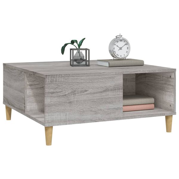 vidaXL Coffee Table Gray Sonoma Engineered wood, Solid eucalyptus wood