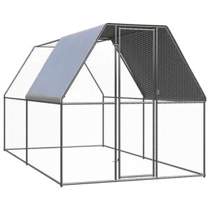 vidaXL Chicken Cage Silver Galvanized Steel 6.6 x 13.1 x 6.6 ft Durable