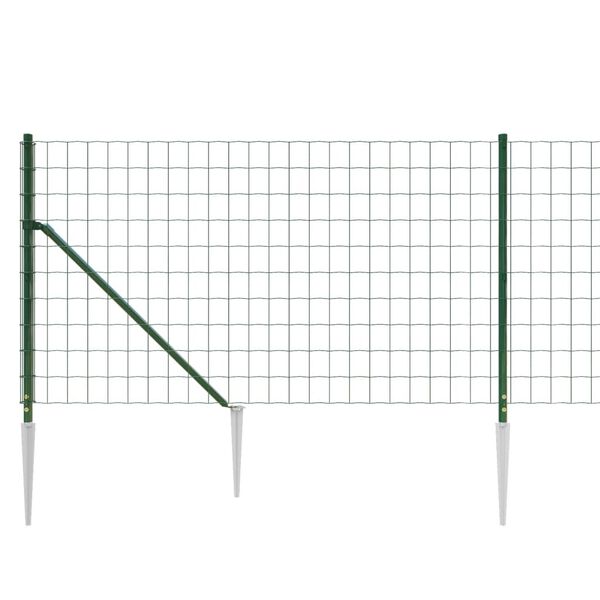 vidaXL Wire Mesh Fence with Spike Anchors Green 3.6x32.8'